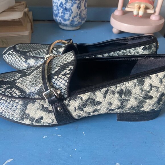 CIRCUS by SAM EDELMAN Women's US8.5 Blk & Wht Leather Snakeskin-embossed Loafer - Picture 4 of 7